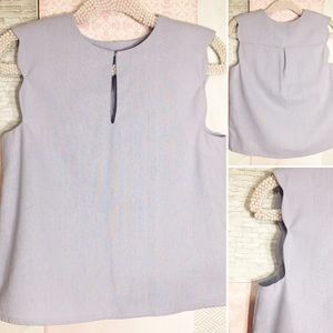 She + Sky | Linen Look Scalloped Lavender Blouse